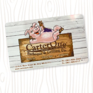 gift card with carterque logo on it