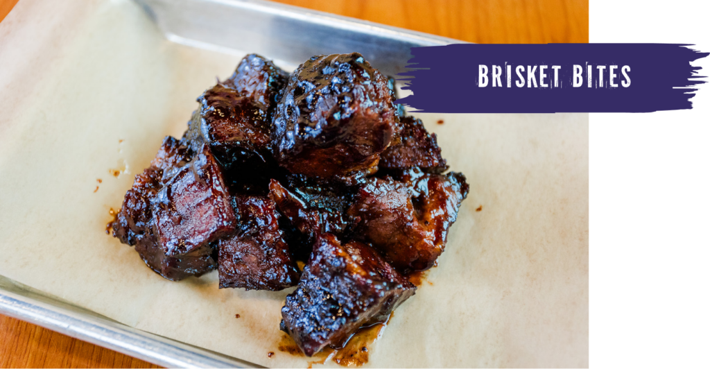 brisket bites on a tray